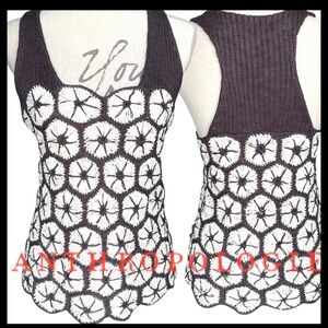 Anthropologie Knitted and Knotted Black/White Racerback Tank (S/M)